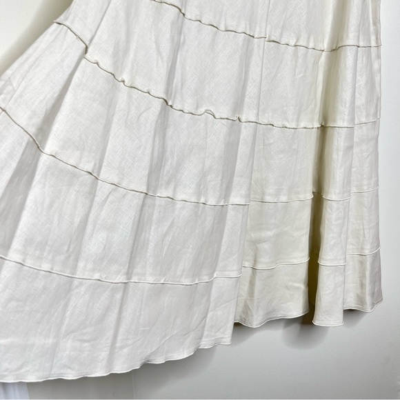 Style & Co 100% Linen Tiered Midi Skirt Women’s Size 14 Color is Ecru Summer - Picture 2 of 13